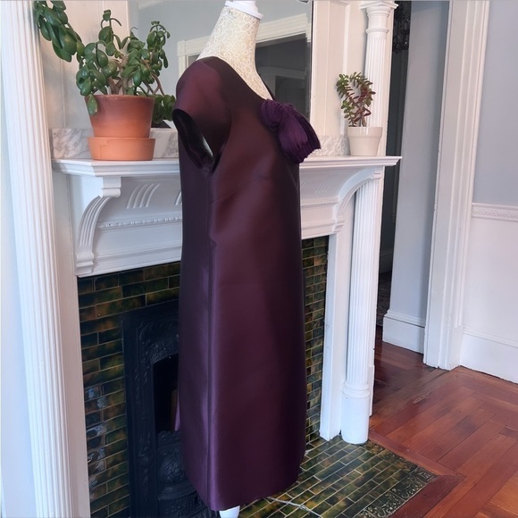 CHARLOTTE BRODY 100% Silk Deep Plum Short Sleeve Sheath Dress Size 10 - Picture 6 of 10